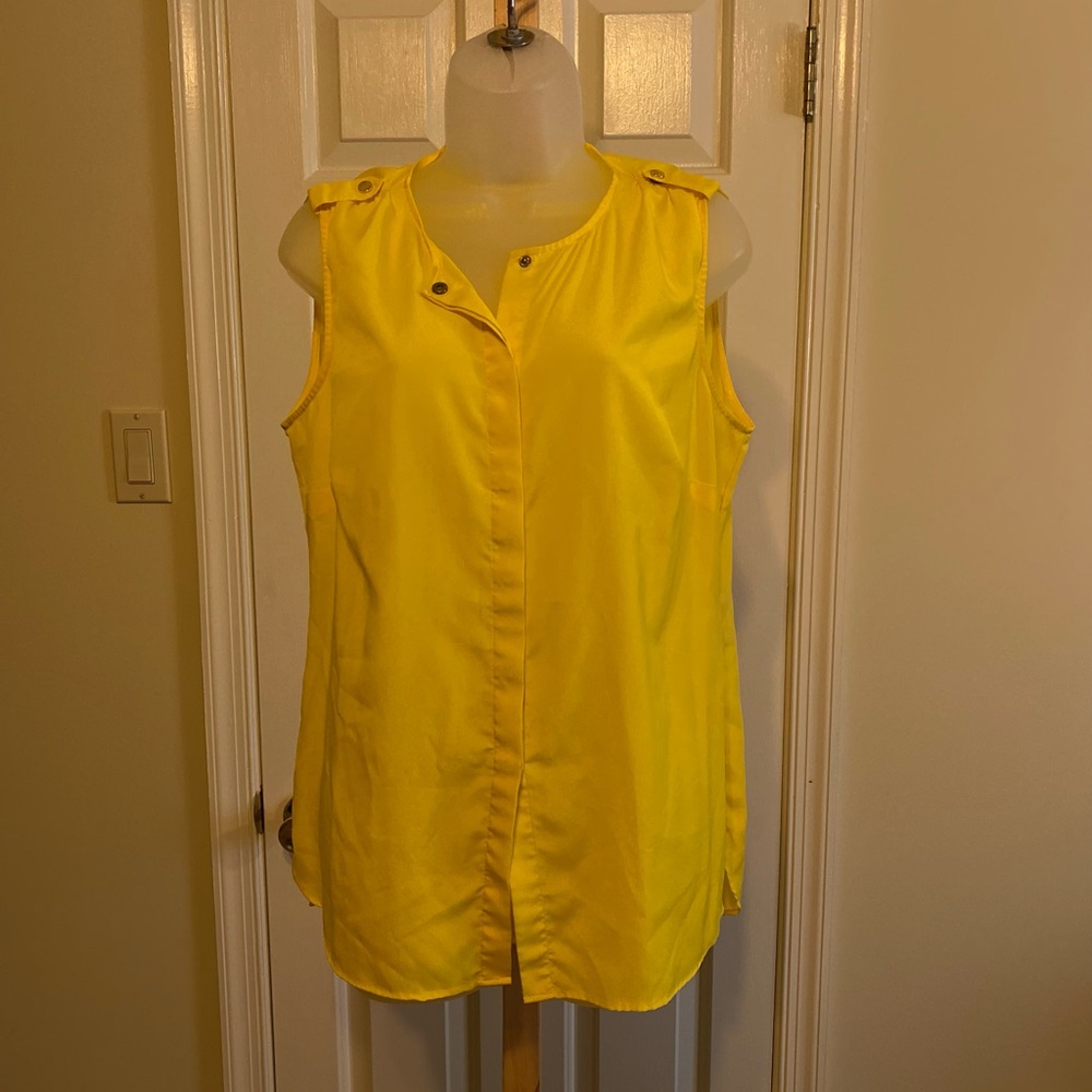 Michael Kors - Vivrant yellow chiffon sleeveless button down tunic shirt, 12